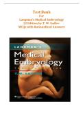 Test Bank for Langman's Medical Embryology 12th Edition by T&period;W&period; Sadler &vert; All 21 Topics &vert; 344 USMLE-Style Multiple Choice Questions &vert; Full Clinical Rationales Included