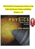 TEST BANK For Fundamentals of Physics 10th Edition By Resnick&comma; Walker and Halliday Chapters 1 - 44