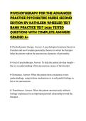 PSYCHOTHERAPY FOR THE ADVANCED PRACTICE PSYCHIATRIC NURSE SECOND EDITION BY KATHLEEN WHEELER TEST BANK PRACTICE TEST 2026 TESTED QUESTIONS WITH COMPLETE ANSWERS GRADED A&plus;