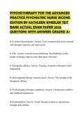 PSYCHOTHERAPY FOR THE ADVANCED PRACTICE PSYCHIATRIC NURSE SECOND EDITION BY KATHLEEN WHEELER TEST BANK ACTUAL EXAM PAPER 2026 QUESTIONS WITH ANSWERS GRADED A&plus;