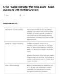 AFPA Pilates Instructor Mat Final Exam - Exam Questions with Verified Answers