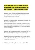 PTA LAWS AND RULES EXAM FLORIDA TEST BANK 2026 UPDATED QUESTIONS AND CORRECT ANSWERS GRADED A&plus;