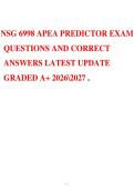 NSG 6998 APEA PREDICTOR EXAM  QUESTIONS AND CORRECT  ANSWERS LATEST UPDATE  GRADED A&plus; 20262027 &period; 