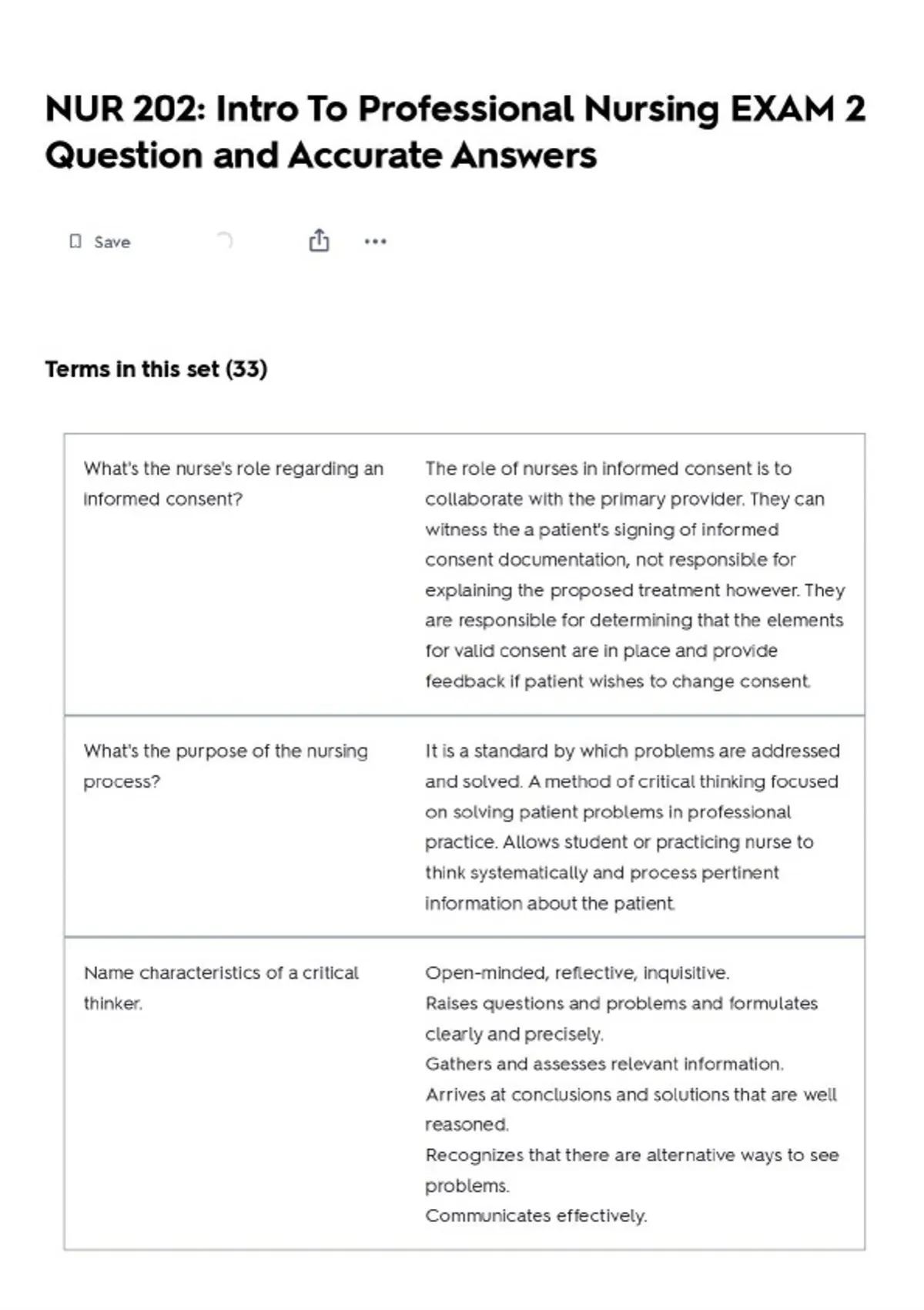 NUR 202: Intro To Professional Nursing EXAM 2 Question and Accurate ...