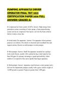 PUMPING APPARATUS DRIVER OPERATOR FINAL TEST 2023 CERTIFICATION PAPER 2026 FULL ANSWERS GRADED A&plus;