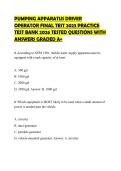 PUMPING APPARATUS DRIVER OPERATOR FINAL TEST 2023 PRACTICE TEST BANK 2026 TESTED QUESTIONS WITH ANSWERS GRADED A&plus;