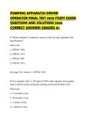 PUMPING APPARATUS DRIVER OPERATOR FINAL TEST 2023 STUDY GUIDE QUESTIONS AND SOLUTIONS 2026 CORRECT ANSWERS GRADED A&plus;