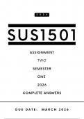 SUS1501 Assignment 2  Answers &ndash; Semester 1&comma; 2026 &vert; Due MARCH 2026
