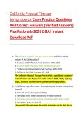 California Physical Therapy  Jurisprudence Exam Practice Questions  And Correct Answers &lpar;Verified Answers&rpar;  Plus Rationale 2026 Q&A&vert; Instant  Download Pdf 