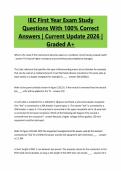 IEC First Year Exam Study Questions With 100&percnt; Correct Answers &vert; Current Update 2026 &vert; Graded A&plus;