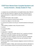 Certified Compliance and Ethics Professional &lpar;CCEP&rpar; Exam &ndash; Newest Complete Questions with Correct Answers&comma; A&plus; Graded Pass 2026&sol;2027 Certification Preparation