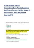 Florida Physical Therapy  JurisprudenceExam Practice Questions  And Correct Answers &lpar;Verified Answers&rpar;  Plus Rationale 2026 Q&A&vert; Instant  Download Pdf  
