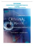 Test Bank for Criminal Behavior&colon; A Psychological Approach&comma; 11th Edition By Bartol & Bartol &vert; All 16 Chapters &vert; 890 Questions &vert; Multiple Choice Questions