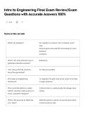 Intro to Engineering Final Exam Review&sol;Exam Questions with Accurate Answers 100&percnt;