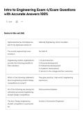 Intro to Engineering Exam 4&sol;Exam Questions with Accurate Answers 100&percnt;