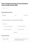 Intro to Engineering Exam 1&sol; Exam Questions with Accurate Answers 100&percnt;