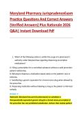 Maryland Pharmacy Jurisprudence Exam  Practice Questions And Correct Answers  &lpar;Verified Answers&rpar; Plus Rationale 2026  Q&A&vert; Instant Download Pdf  