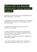Wellcare ACT Test Questions and Answers &vert; Correct Answers &vert; Graded A&plus;