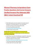 Missouri Pharmacy Jurisprudence Exam  Practice Questions And Correct Answers  &lpar;Verified Answers&rpar; Plus Rationale 2026  Q&A&vert; Instant Download Pdf 