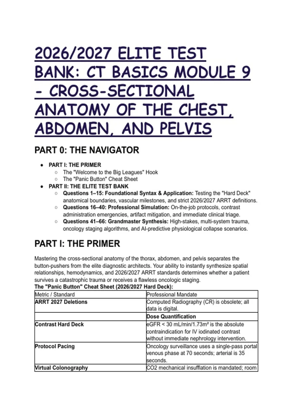 ARRT CT Basics Module 9: Cross-Sectional Anatomy (Chest, Abdomen ...