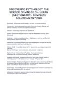 DISCOVERING PSYCHOLOGY&colon; THE SCIENCE OF MIND 3E CH&period; 1 EXAM QUESTIONS WITH COMPLETE SOLUTIONS 20272028
