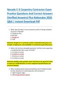 Nevada C-3 Carpentry Contractor Exam  Practice Questions And Correct Answers  &lpar;Verified Answers&rpar; Plus Rationales 2026  Q&A &vert; Instant Download Pdf 
