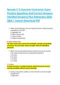 Nevada C-5 Concrete Contractor Exam  Practice Questions And Correct Answers  &lpar;Verified Answers&rpar; Plus Rationales 2026  Q&A &vert; Instant Download Pdf 