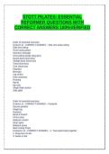 STOTT PILATES WRITTEN EXAM QUESTIONS AND ANSWERS  WITH  CORRECT SOLUTIONS 100&percnt; VERIFIED