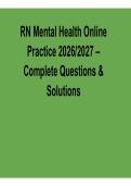 RN Mental Health Online Practice 2026‑2027 &ndash; Complete Questions & Solutions PDF