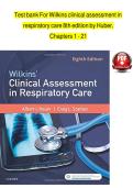 Test bank for Wilkins clinical assessment in respiratory care 8th edition by Huber&comma; All Chapters 1 to 21 complete Verified editon ISBN&colon;9780323416351