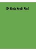 RN Mental Health Final Exam &ndash; Complete Questions & Answers &vert; 2026 Updated Nursing Study Guide PDF
