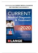 Test bank for CURRENT Medical Diagnosis and Treatment 2020 with test questions and answers graded A&plus;