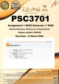 PSC3701 Assignment 1 QUIZ &lpar;COMPLETE ANSWERS&rpar; Semester 1 2026 - DUE 13 March 2026