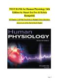 TEST BANK for Human Physiology 16th Edition by Stuart Ira Fox & Krista Rompolski All Chapters 1-20 With True&sol;False & Multiple Choice Questions Answers are at the End of Each Chapter