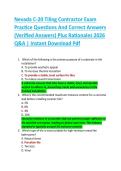 Nevada C-20 Tiling Contractor Exam  Practice Questions And Correct Answers  &lpar;Verified Answers&rpar; Plus Rationales 2026  Q&A &vert; Instant Download Pdf 