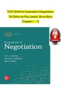 Test Bank For Essentials of Negotiation&comma; 7th Edition by Roy Lewicki&comma; Bruce Barry&vert; 978-1260399455&vert; All Chapters 1-12&vert; LATEST