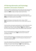 ATI Nursing Informatics and Technology  questions and answers Graded A&plus;  The Centers for Medicare and Medicaid Services electronically reports specific quality outcomes  measures based on data collected from hospitals&period; These data allow the public to compa