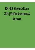RN HESI Maternity Exam 2026 &ndash; Verified Questions & Answers PDF