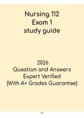Nursing 112 Exam 1 Study Guide &vert; Foundations of Nursing 2026