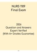 NURS 1109 Final Exam Study Guide &vert; Foundations of Nursing 2026