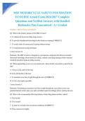 MSF MOTORCYCLE SAFETY FOUNDATION ECOURSE Actual Exam 2026&sol;2027 Complete Questions and Verified Answers with Detailed Rationales Pass Guaranteed - A&plus; Graded