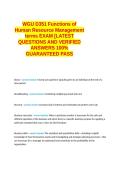  WGU D351 Functions of Human Resource Management terms EXAM &lbrack;LATEST QUESTIONS AND VERIFIED ANSWERS 100&percnt; GUARANTEED PASS