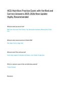 HESI Nutrition Practice Exam with Verified and  Correct Answers 2025-2026 New Update  Highly Recommended