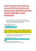 Nevada Contractor General Business  and Law &lpar;CMS&rpar; Exam Questions And  Correct Answers &lpar;Verified Answers&rpar; Plus  Rationales 2026 Q&A &vert; Instant  Download Pdf