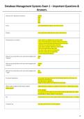 Database Management Systems Exam 1 &ndash; Important Questions & Answers&period;