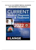 Test bank for CURRENT Medical Diagnosis and Treatment 2022 with test questions and answers graded A&plus;
