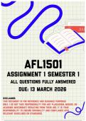 AFL1501 Assignment 1 &lpar;Forum&rpar; Semester 1 Memo &vert; Due 13 March 2026