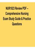 NUR1023 Review PDF Comprehensive Nursing Exam Study Guide and Practice Questions Questions and Answers 2025&sol; 2026