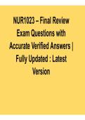 NUR1023 Final Review Exam Questions with Accurate Verified Answers Fully Updated Latest 2025&sol; 2026