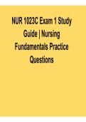 NUR1023C Exam 1 Study Guide Nursing Fundamentals Practice Questions and Answers Complete Test Bank 2025&sol; 2026